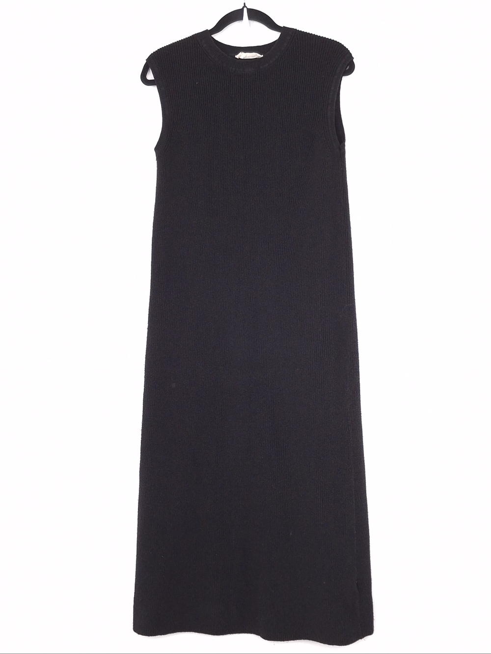 Everlane organic cotton knit midi dress minimalist quiet luxury sleeveless black